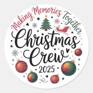 Christmas Crew 2025 Matching Family Group Xmas Classic Round Sticker