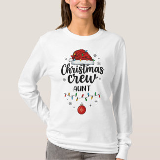 Christmas Crew Aunt Santa Hat Matching Christmas T-Shirt