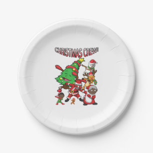Christmas Crew Dabbing Santa African American Paper Plate