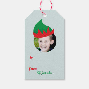 Christmas Crew Elf Hat Photo Holiday Gift Label