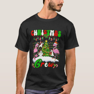 Christmas Crew Flamingo cute Ghost Pine Tree Xmas  T-Shirt