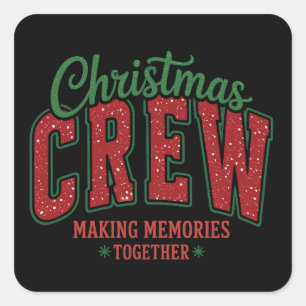 Christmas Crew Glitter Holiday Family Matching  Square Sticker