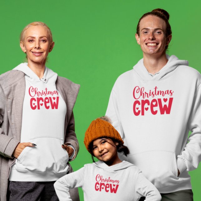 Christmas Crew Heart Motif Red Typography Hoodie (Creator Uploaded)