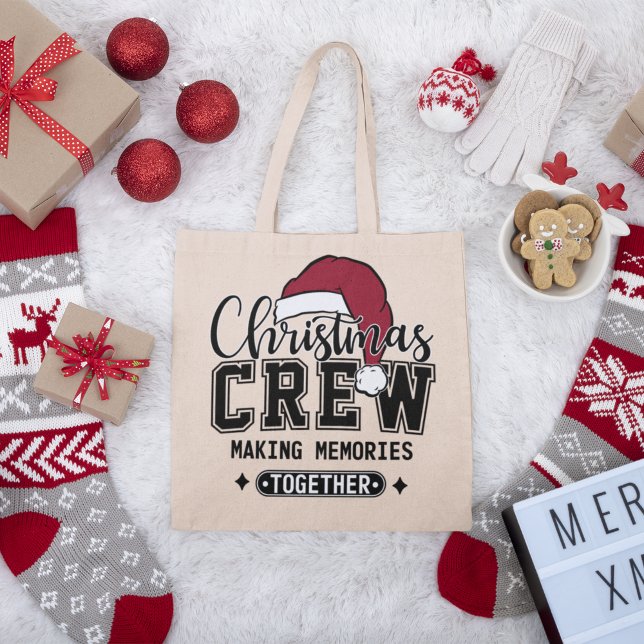 Christmas Crew Making Memories Together  Large Tote Bag (cute xmas gift for family and friends)