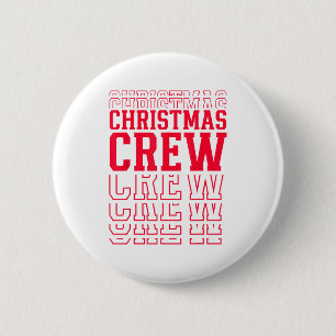 Christmas Crew Red Layered Text Family Santa Xmas  6 Cm Round Badge