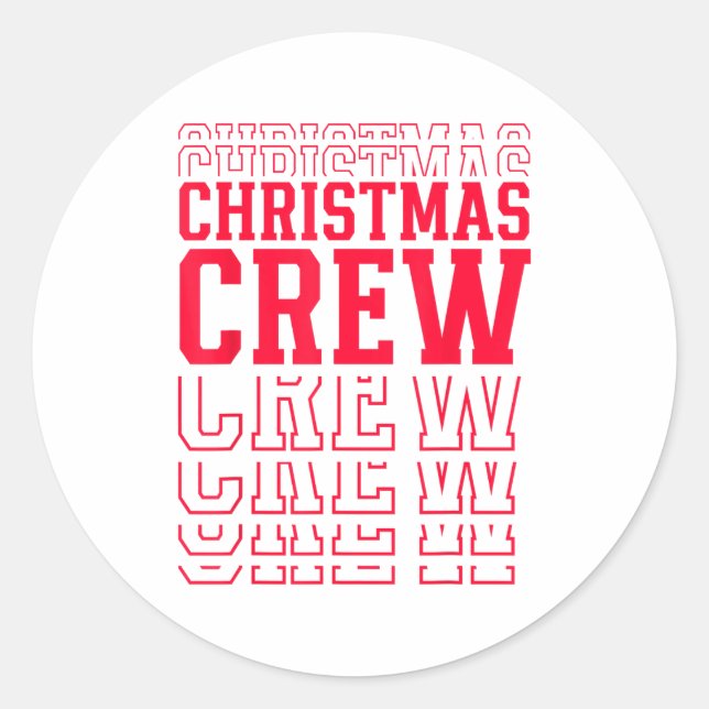 Christmas Crew Red Layered Text Family Santa Xmas  Classic Round Sticker (Front)