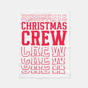 Christmas Crew Red Layered Text Family Santa Xmas  Fleece Blanket