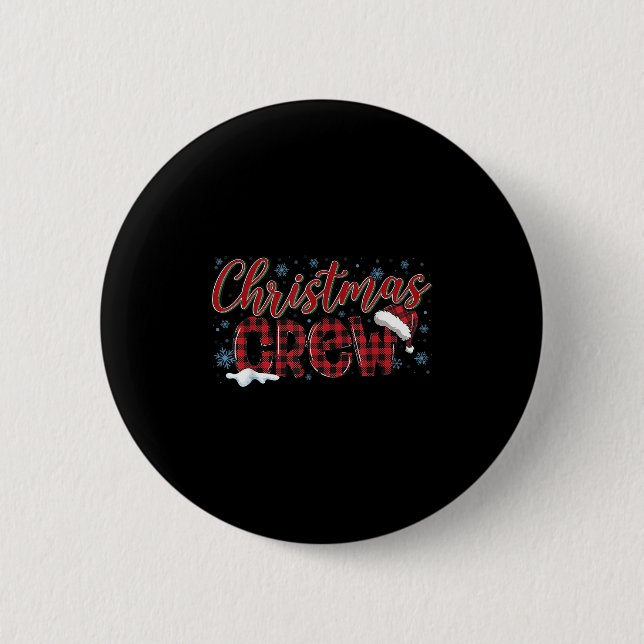 Christmas Crew Red Plaid Matching Family Group Squ 6 Cm Round Badge (Front)
