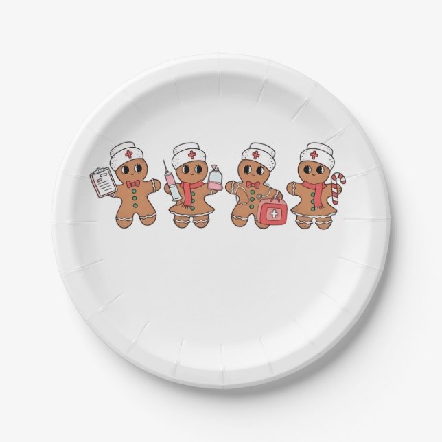  Christmas Crew Santa Gingerbread Nursing Squad  Paper Plate (Front)
