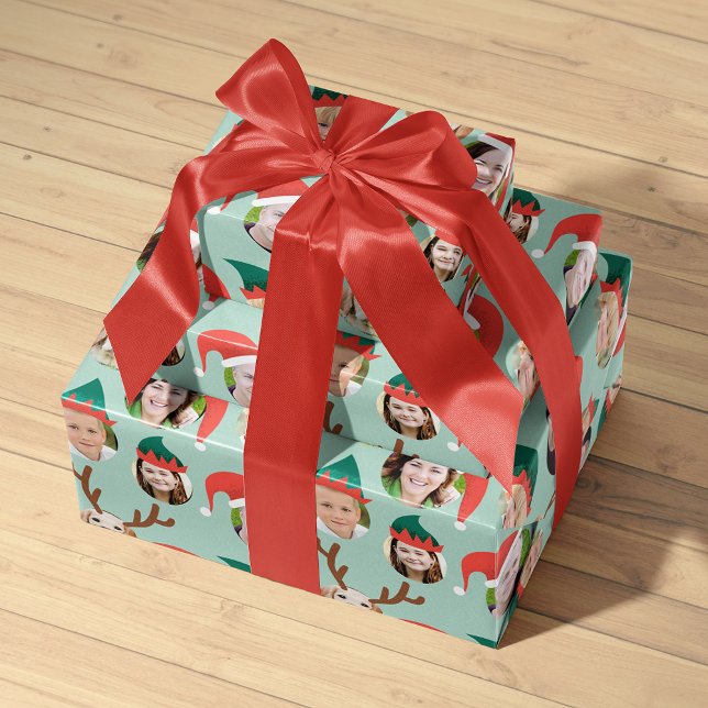 Christmas Crew Six Photo Custom Gift Wrap (Creator Uploaded)