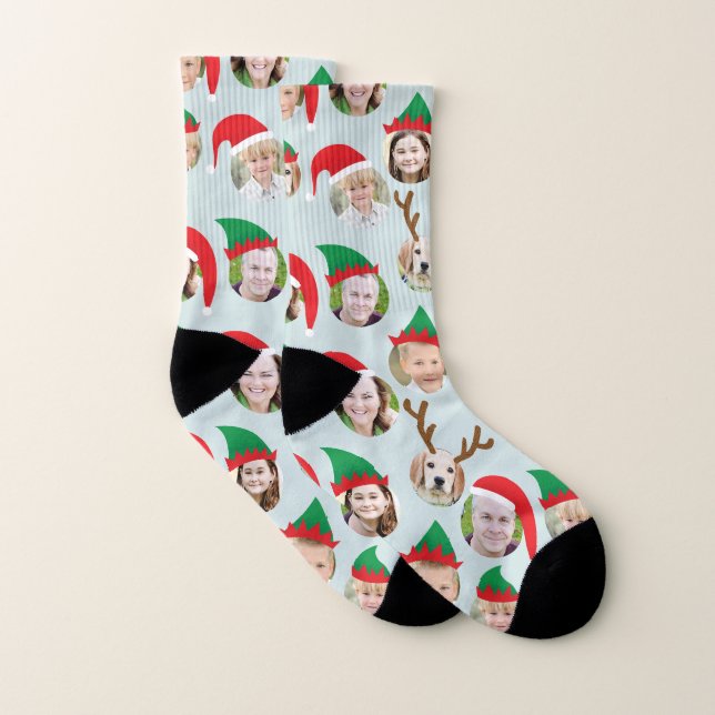 Christmas Crew Six Photo Family or Friends L Gift Socks (Pair)
