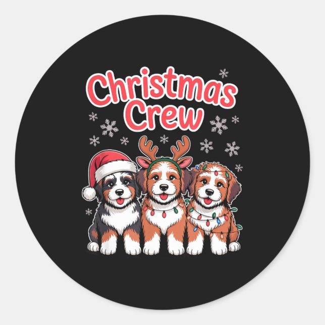 Christmas Crew Xmas Puppy Dog Funny Christmas Bern Classic Round Sticker (Front)