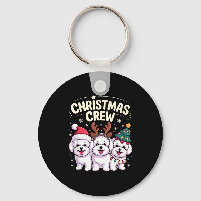 Christmas Crew Xmas Puppy Dog Funny Christmas Bich Key Ring (Front)