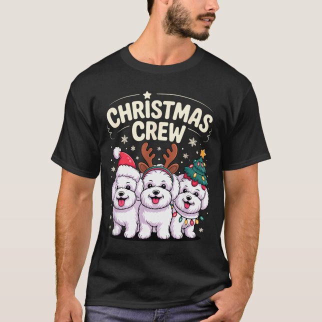Christmas Crew Xmas Puppy Dog Funny Christmas Bich T-Shirt (Front)