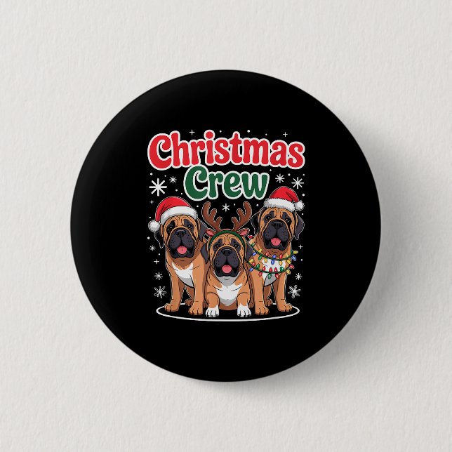 Christmas Crew Xmas Puppy Funny Christmas English  6 Cm Round Badge (Front)