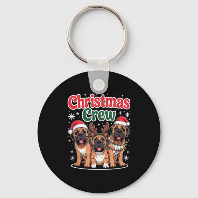 Christmas Crew Xmas Puppy Funny Christmas English  Key Ring (Front)