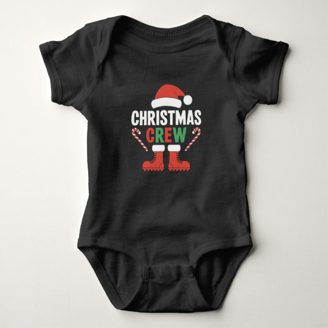 Christmas Crew Xmas Tree Holiday Matching Family Baby Bodysuit (Front)