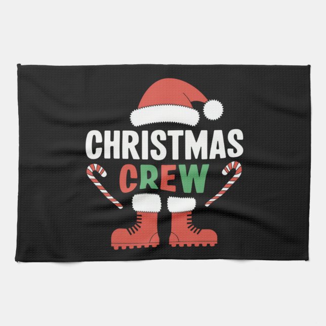 Christmas Crew Xmas Tree Holiday Matching Family Tea Towel (Horizontal)