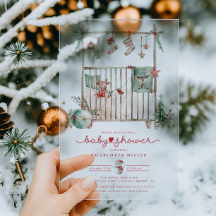 Christmas Crib Acrylic Baby Shower Invite Acrylic Invitations