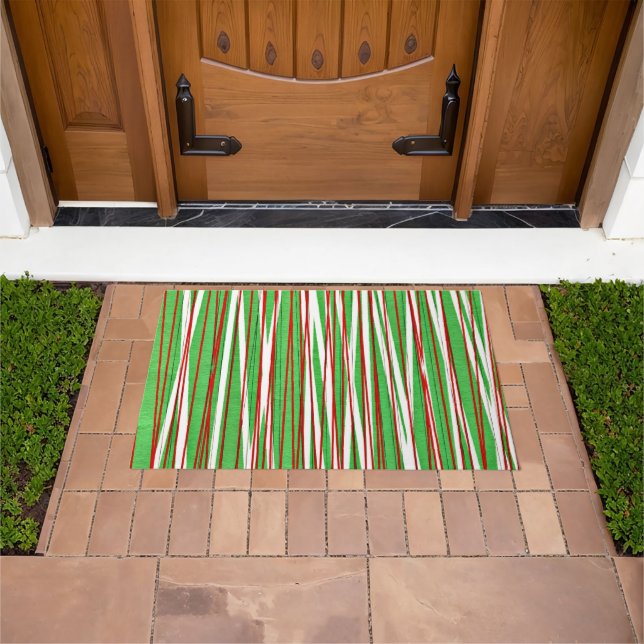 Christmas Crisscross, red and green Doormat (Outdoor)