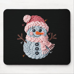 Christmas Crochet Faux Yarn Crochet Snowman Funny  Mouse Pad