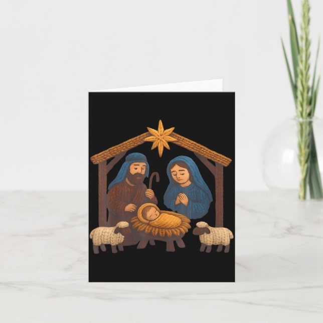 Christmas Crochet Jesus Christmas Faux Yarn Sewing Card (Front)