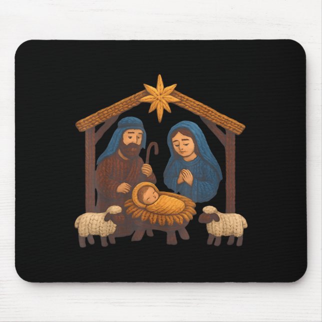 Christmas Crochet Jesus Christmas Faux Yarn Sewing Mouse Pad (Front)