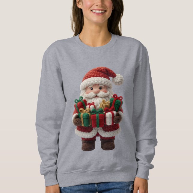 Christmas Crochet Santa Women’s Sweatshirt – Cute  (Front)