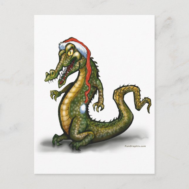 Christmas Crocodile Holiday Postcard (Front)