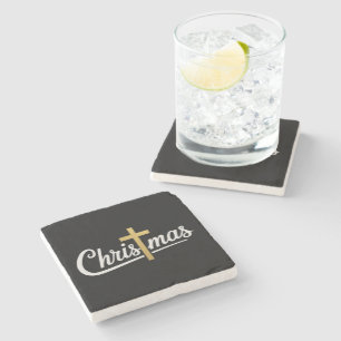 Christmas Cross Family Matching Jesus Gift Idea Stone Coaster