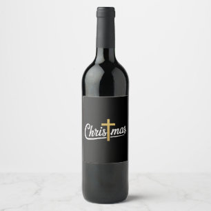 Christmas Cross Family Matching Jesus Gift Idea Wine Label