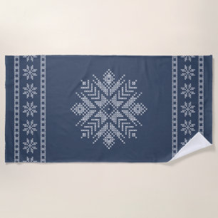 Christmas cross stitch snowflake design beach towel