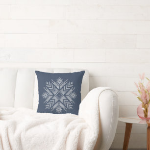 Christmas cross stitch snowflake design cushion