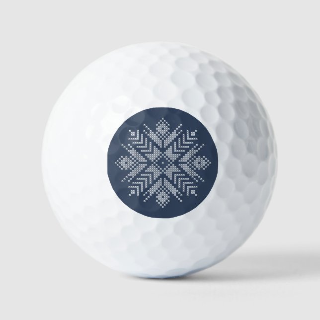 Christmas cross stitch snowflake design golf balls (Front)