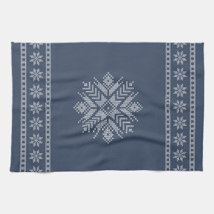 Christmas cross stitch snowflake design tea towel