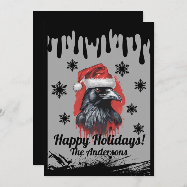Christmas crow 3, Merry Christmas! Christmas card (Front/Back)