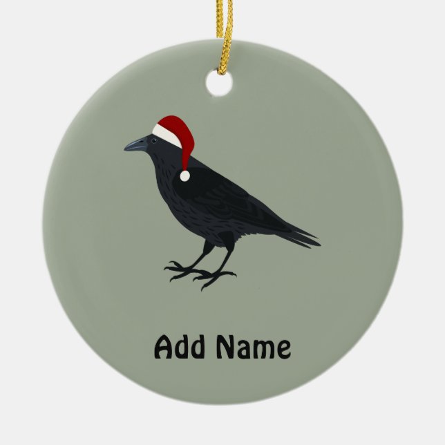Christmas Crow Ceramic Tree Decoration (Front)
