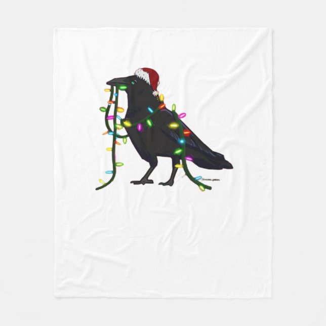 Christmas Crow Tis The Season Fleece Blanket (Front)