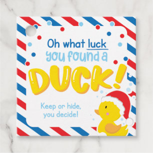 Christmas Cruise Ducks Square Tags, Blue Favour Tags