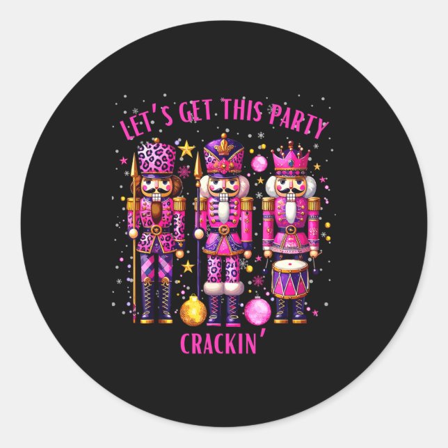 Christmas Crushing It Nutcracker - Funny Retro Ugl Classic Round Sticker (Front)