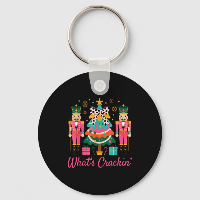 Christmas Crushing It Nutcracker - Funny Retro Ugl Key Ring (Front)