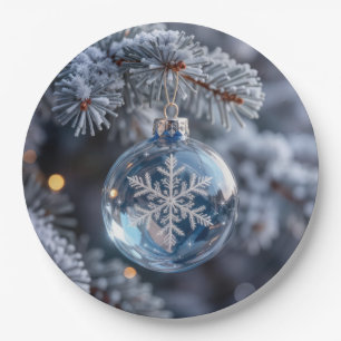 Christmas Crystal Snowflake Ornament Paper Plate