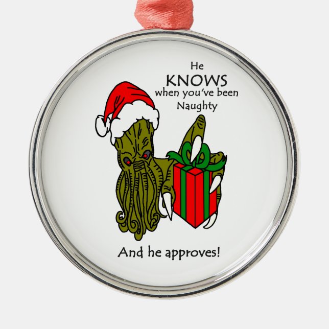 Christmas Cthulhu Metal Tree Decoration (Front)