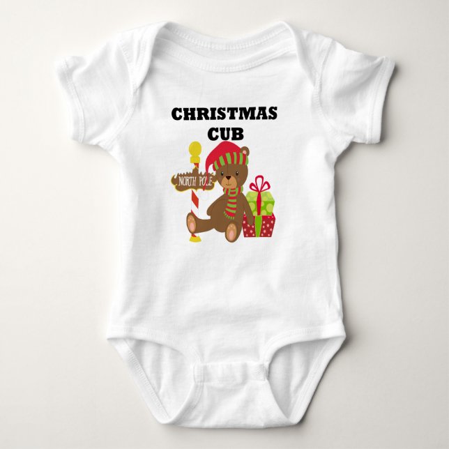 Christmas Cub Baby Bodysuit (Front)