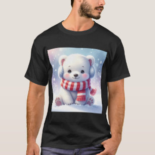 Christmas Cub: Cozy Polar Bear in a Snowy Wonder T-Shirt
