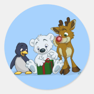 Christmas Cubs Classic Round Sticker