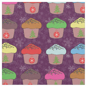 Christmas cup cakes fabric