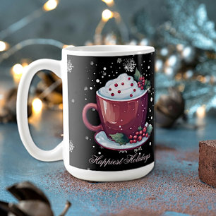 Christmas Cup of Hot Chocolate Black Coffee Mug