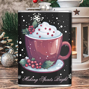 Christmas Cup of Hot Chocolate   Black Hip Flask