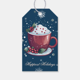 Christmas Cup of Hot Chocolate   Blue Gift Tags